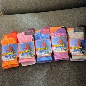 Athletic Sports Pile Socks - Orange, Pink, Blue, Purple, Black